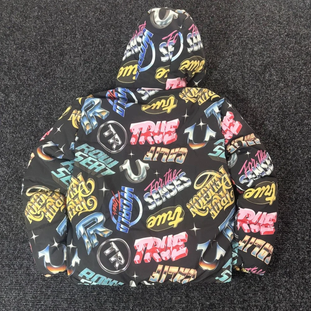True Religion Chrome Logo Puffer Jacket Jet Black 2026 SMS Sample Unreleased M